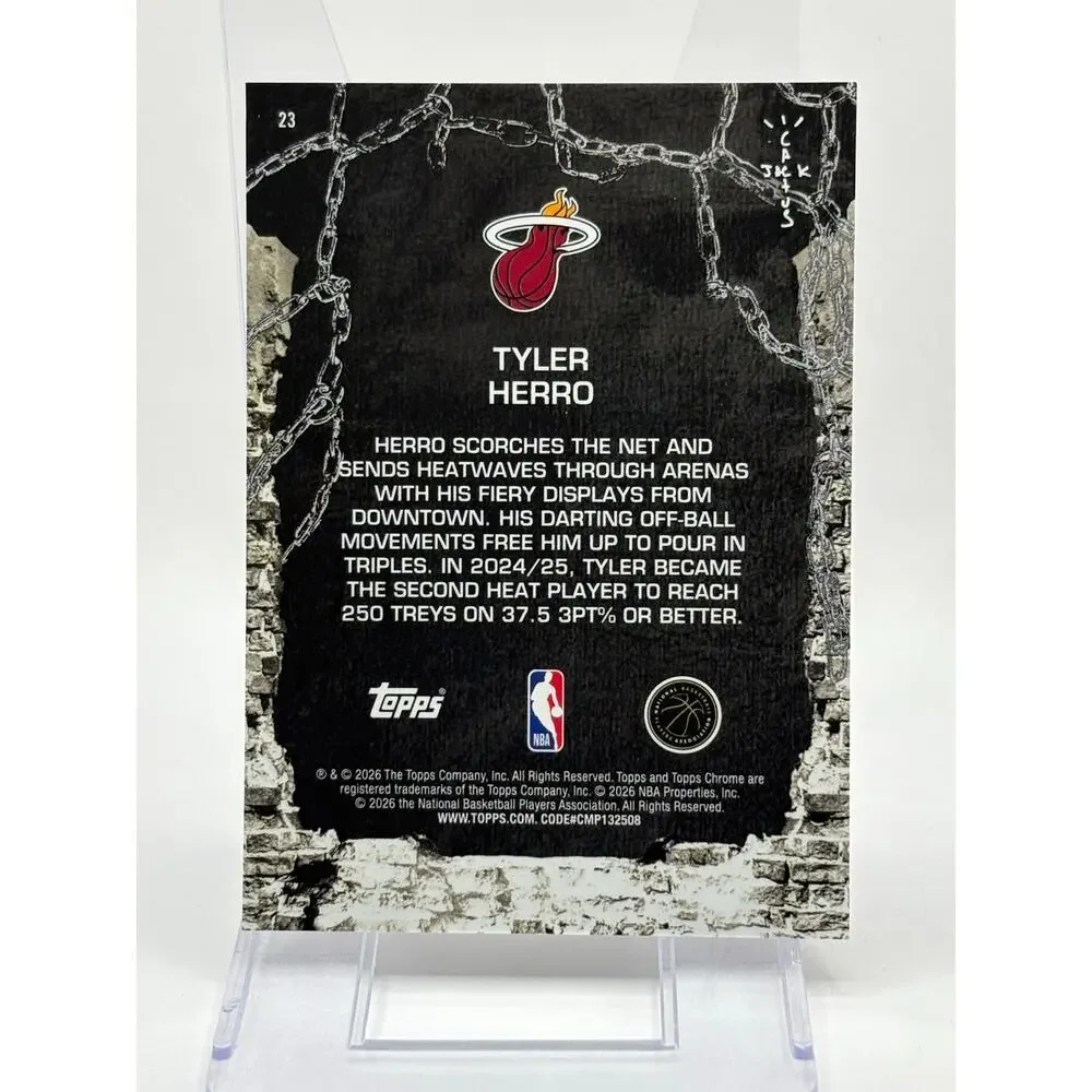 2025-26 Topps Chrome Cactus Jack Tyler Herro Gold Refractor 27/50 SP Miami Heat